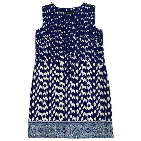 AB Studio Blue White Shift Zipper Shoulder‎ Sleeveless Dress Sz 6 - Picture 4 of 8